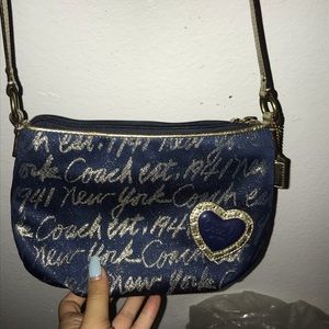 Navy n Gold coach cross body bag